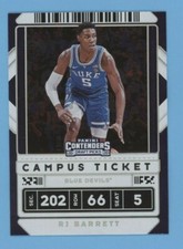 RJ Barrett 2020-21 Panini Contenders Draft CAMPUS TICKET VARIATION #12 DUKE