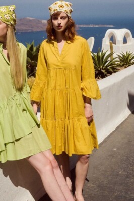 Devotion Twins Faros Midi Dress in Mustard Yellow Size Small
