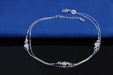 Women's 925 Sterling Silver Love Heart Beads Chain Foot Ankle Bracelet AB38