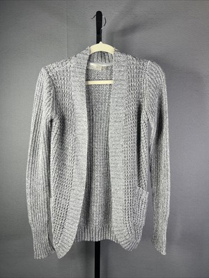 RD Style Cardigan Womens XS Gray Open Knit Pockets