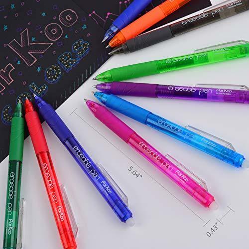 ParKoo Retractable Erasable Gel Pens Clicker, Fine Point 0.7mm