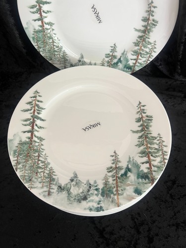 Mikasa WATERCOLOR FOREST Bone China DINNER Plates 11" ~ Set of 8 ~ New - Picture 2 of 4