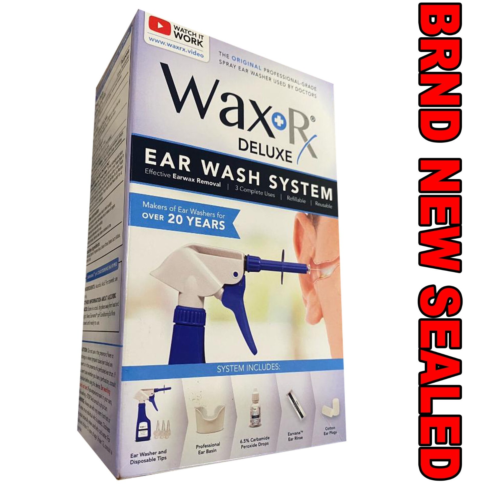 Wax + Rx Deluxe Ear Wash System Ear Wax Removal 3 Complete SEALED NEW