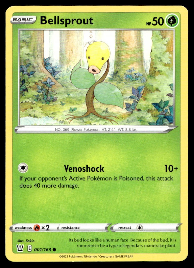Bellsprout 1/163 Pokemon Card Battle Styles Common 50 HP Near Mint T22