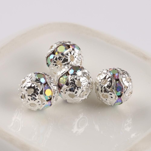 50pcs Ab Rhinestone Balls Multicolor Crystal Round Loose Spacer Beads Accessory - Picture 5 of 54