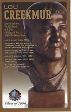 Lou Creekmur Detroit Lions Football Hall of Fame Bust Card