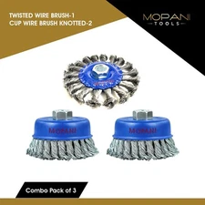 3 & 4-inch Combo Wheel & Cup Wire Brush Twist Knot 5/8"-11 UNC for Angle Grinder