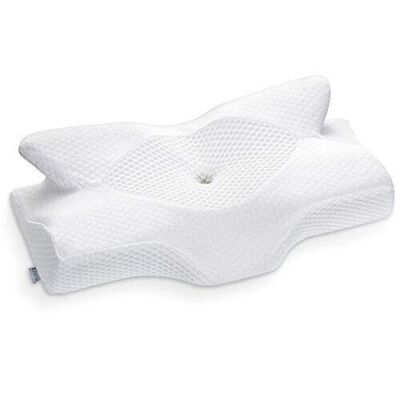Elviros Cervical Memory Foam Pillow - White, Queen Size