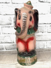 Vtg Handpainted 1930s-50s Chalkware Carnival Prize Circus Pink Elephant 11.5"