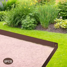 5PCS Steel Lawn Edging Metal Landscape Edging for Garden Yard Park Brown 39*3in