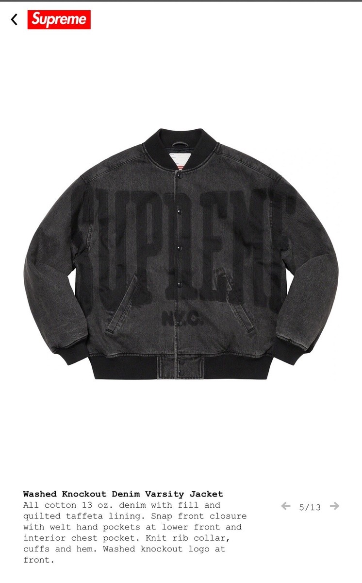 Supreme Washed Knockout Denim Varsity Jacket Black Small | eBay Supreme Washed Knockout Denim Varsity Jacket Black Small | eBay
