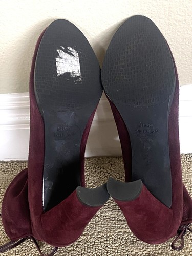 NEW STUART WEITZMAN BURGUNDY SUEDE STRETCH LACE BACK ANKLE BOOTS SIZE: 6 - Picture 7 of 9