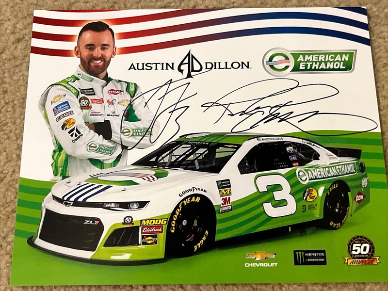 Austin Dillon/Richard Childress Signed 2019 American Ethanol Hero Card NASCAR .