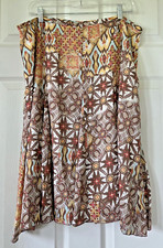 Vintage Y2K TRIBAL Brand Multi-Color Chiffon Flared Midi Skirt Boho Size 14