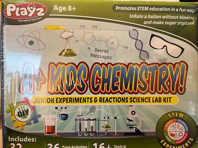 Playz Age 8+ A+ Kids Chemistry!  Junior Experiments & Reactions Science Lab Kit