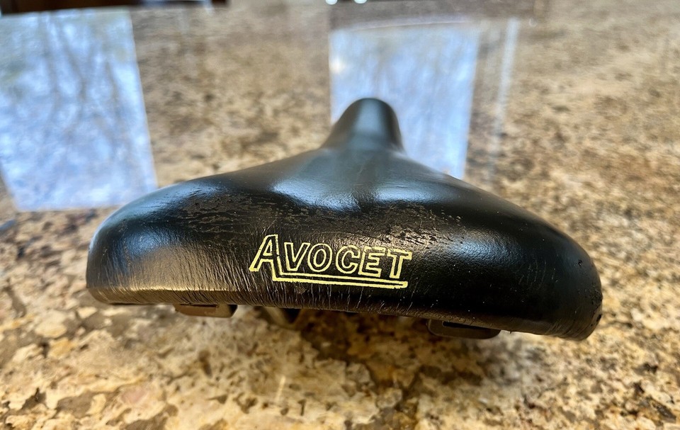 Vintage Avocet Bike Seat Touring WI Black Leather Saddle 1980’s Klunker