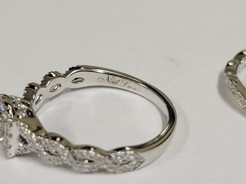 14k "Neil Lane" Infinity Halo Princess-Cut & Round Diamonds 0.85ctw. Wedding Set - Picture 13 of 14