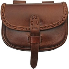 Medieval Belt Bag Stitched Belt-Loops Stitched Top-Grain Leather Construction