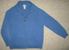 LL Bean Cardigan Sweater Full Zip Mens XL Fishermans Blue 100 Cotton Knit