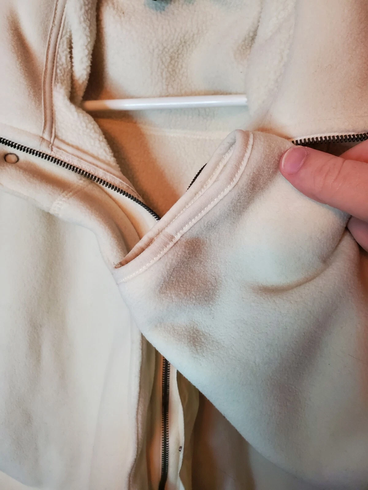 OFF WHITE Felpa con cappuccio e zip intera colore bianco sporco Lauren Ralph Lauren taglia large