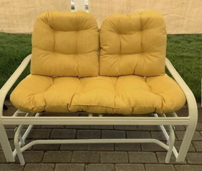 Blazing Needles 3-Piece Outdoor Bench Cushion Set – Yellow, UV & Water Resistant, 42x19x5 Inch