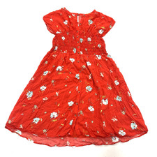 Free People Orange Floral Short Sleeve Mini Dress Size Large Smocked Button