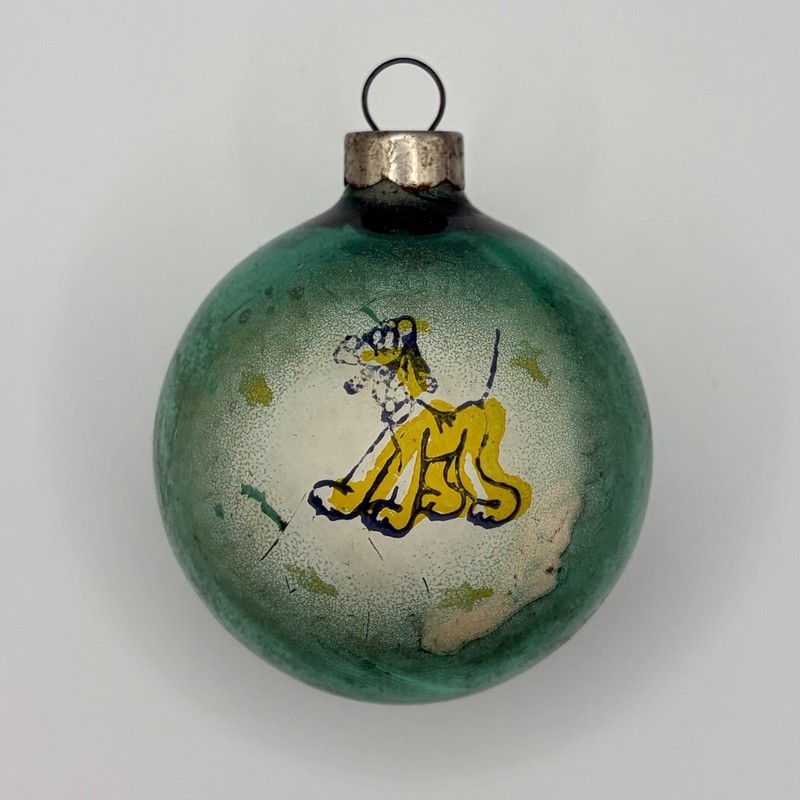 Vintage Pluto Disney Stencil Glass Christmas Ornament Made In U.S. Of A 2.5”