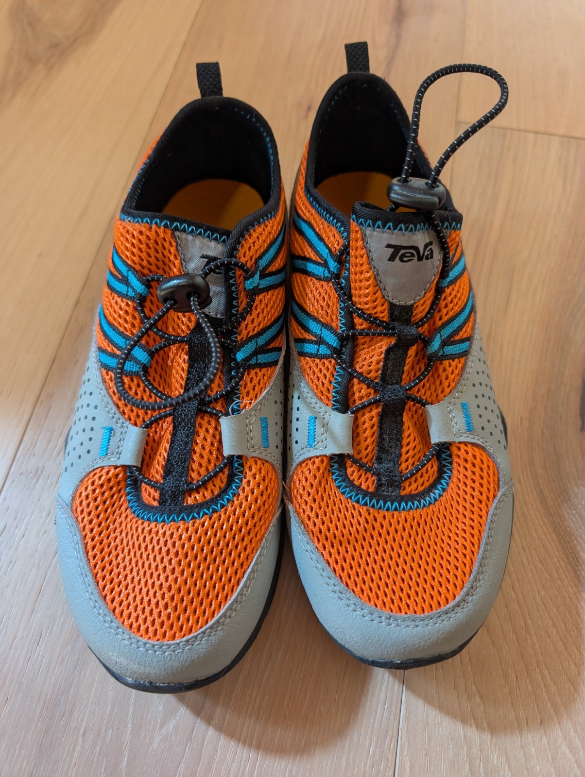 Teva Scamper Water Shoes Boys Kids Sz 4 Orange Hiking Bungee