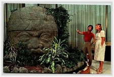 Tarjeta postal fundida en piedra cabeza olmeca 1942 La Venta México Explorers Hall DC 40s-60s