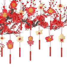 84 Pcs Chinese New Year Decorations Ornaments Traditional Lucky Hanging Fu De...