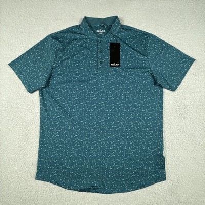 Primo Golf Polo Shirt Mens Large Green Speckle Blade Collar Performance Stretch