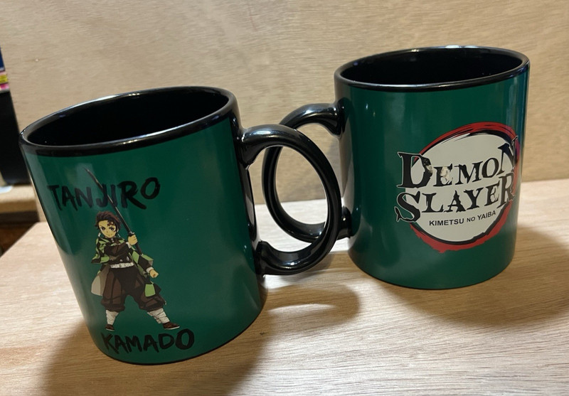2 Demon Slayer Tanjiro Kamado Logo Ceramic Mugs 20 oz Anime Licensed NEW