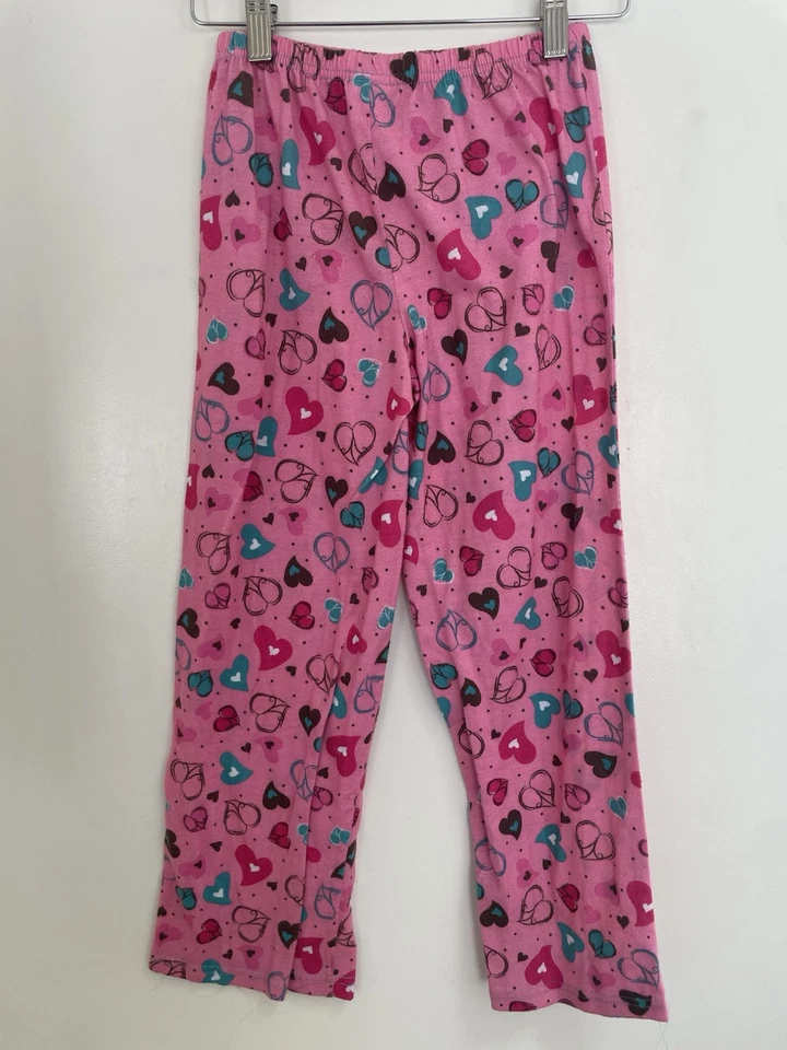 Circo Kids Girls Colorful Heart Print Polyester Elastic Pull On PJ Pants Pink M - Image 3 of 4