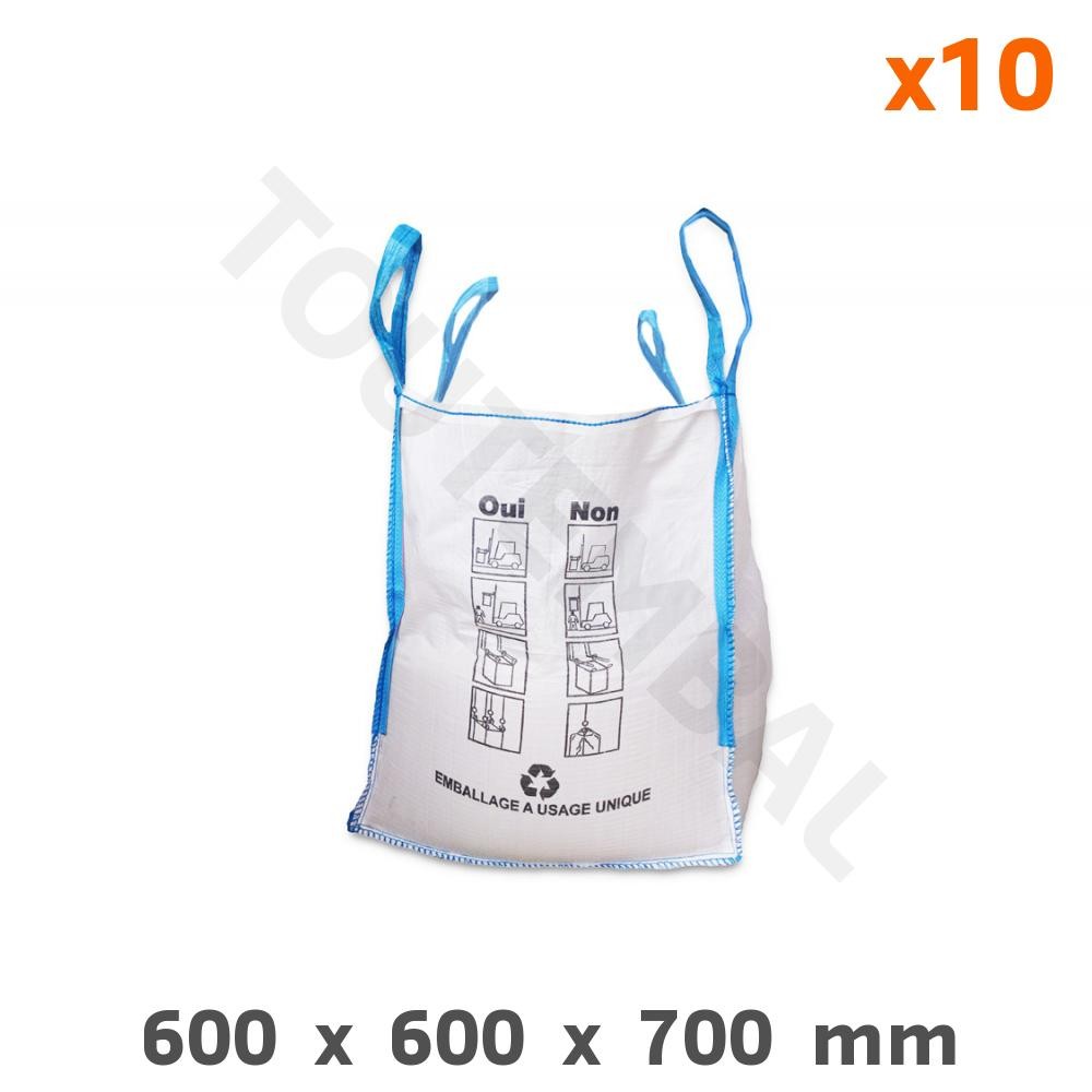 Petit Big Bag de 250 Litres pour Gravats et Déchets de Chantier 60x60x70 cm