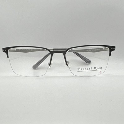 Michael Ryen MR-394 C2 Black Semi-Rimless Metal Eyeglass Frames 53-17-143