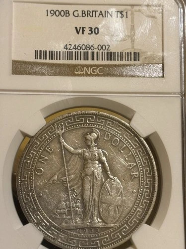 1900 B Great Britain Trade Dollar Rare Straight Graded Ngc VF30