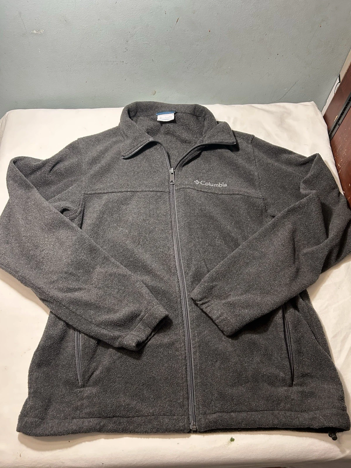 Columbia Men’s Large Full Zip Up Fleece Black Zip Pockets Free Shipping