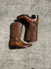 Vintage Western 90s Dan Post Made In Spain Brown Leather Cowboy Boots Size 8 D