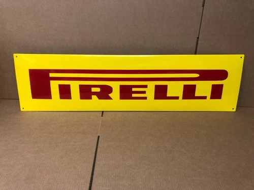 PIRELLI Tyres Company Race Car Sponsorship 37.5 Inch Steel Enamel Porcelain Sign