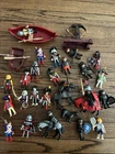 Vintage Playmobil Toys Lot 24 Figures, And A Lot Of Accessories Horses Boats 90s