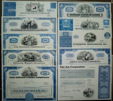 Lot - 10 verschiedene historische blaue Aktien USA (2)  -  60er bis 80er