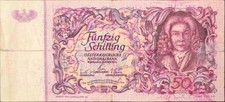 &Ouml;sterreich Banknote 50 Schilling (rare) 1951 P130 zirkuliert - gebraucht