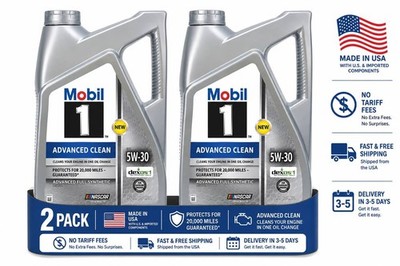 Deal! (2 pack) Mobil 1 Advanced Clean Full Synthetic Motor Oil 5W-30, 5 Quarts