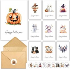 20 Pack Halloween Cards with Envelopes, Happy 4 x 6 in, Multicolour