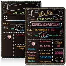 First Last Day School Chalkboard Sign 14x10 Inch Double Sided Reusable Board