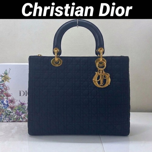 Christian Dior Lady Dior Cannage Handbag Nylon Gold Hardware Authentic From JPN