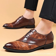 Designer Men's Brogue Oxford Dress Shoes Pointed Toe Business Wedding Formal