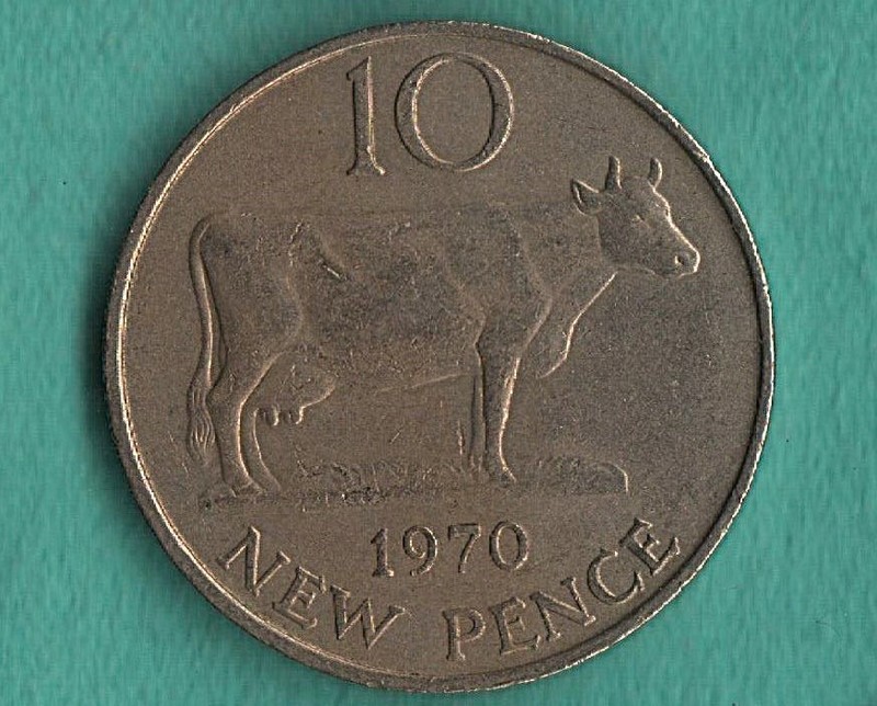 1970 GUERNSEY 10 PENCE COPPER NICKEL COIN
