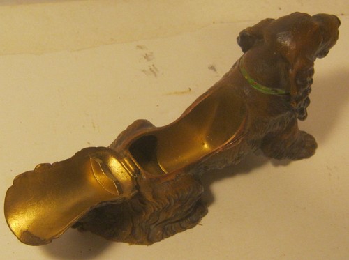 Antique Bronze COCKER SPANIEL Coil Stamp Dispenser Paperweight EXCELLENT!!!! - Picture 4 of 7