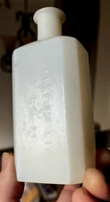 NICE WHITE MILK GLASS EARLY MAGNOLIA BALM BOTTLE FLARED LIP 1860'S ERA DUG L@@K